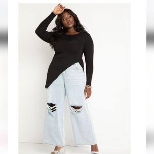 NWT Eloquii Sz 14/16 Asymmetrical ribbed top color black